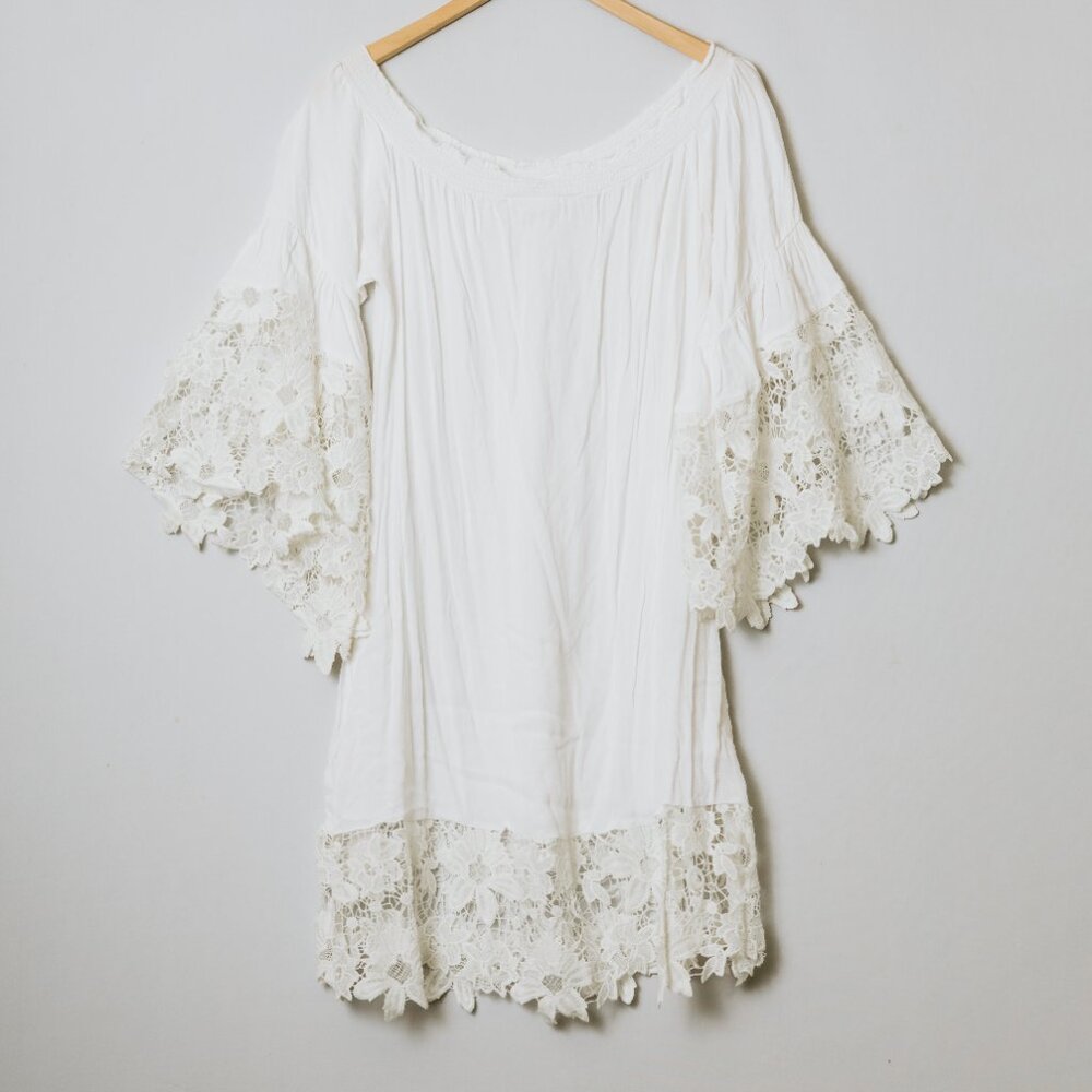 2 Chic Luxe One Size Lace Beach Dress Swim Cover Up - Picture 4 of 9